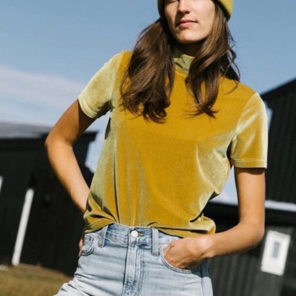 Madewell gold mock neck top